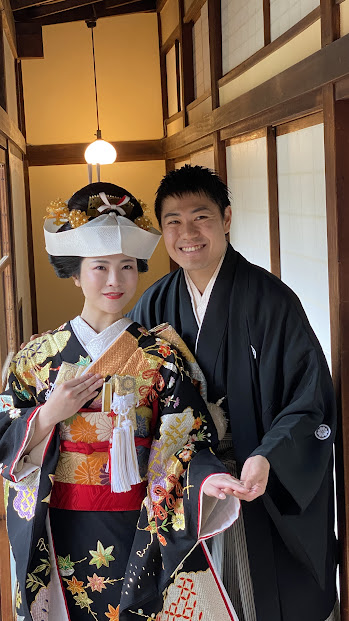 中村公園前撮り　桜ロケ　黒引き　角隠し